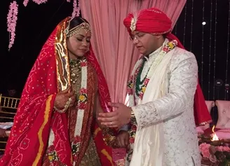 Sarang & Mehak on their wedding day